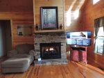 Oversize Chair with Ottoman, Gas Fire Place 50 in Flat Screen TV